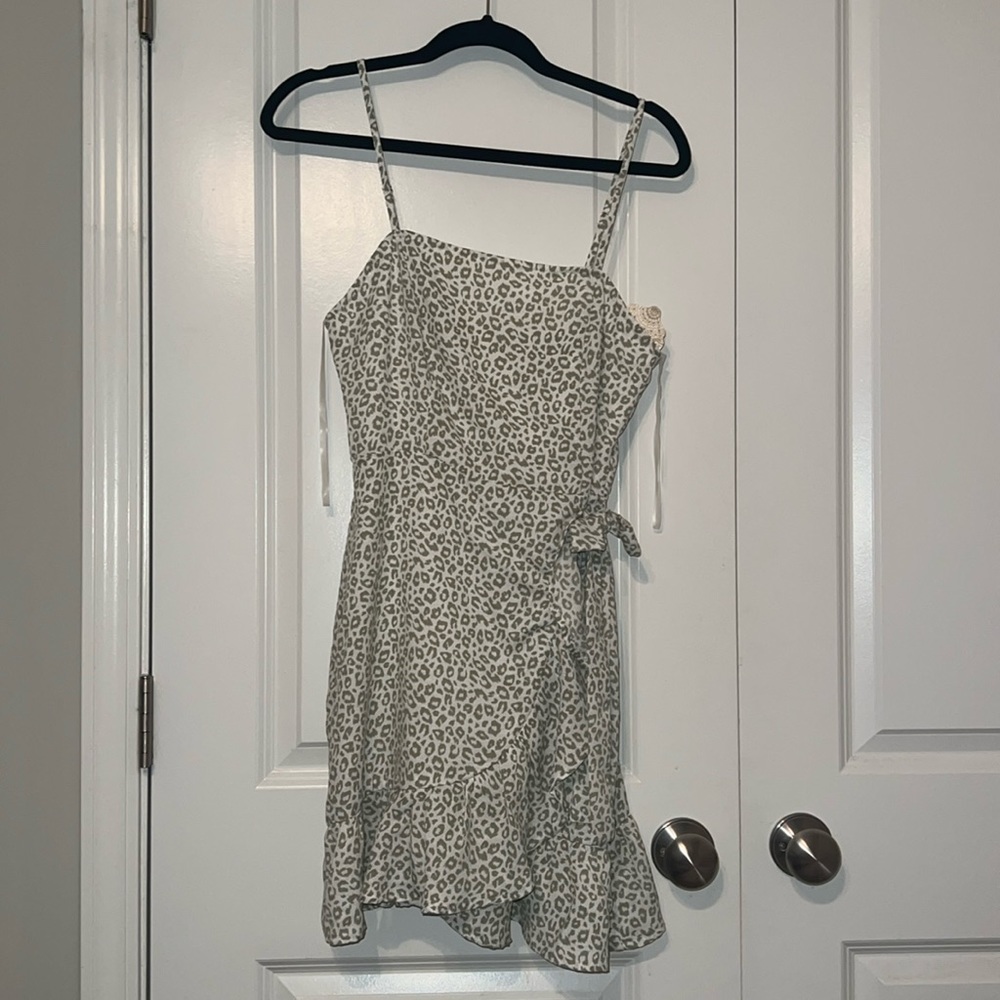 Green and white cheetah print cocktail dress, Altar’d State size S